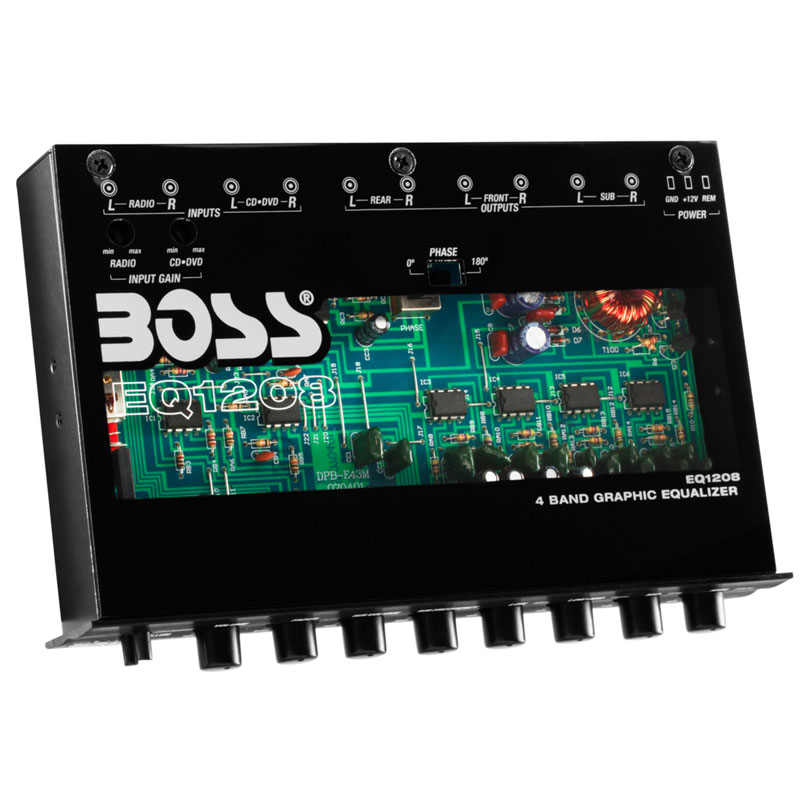 Boss Audio EQ1208 4 Band PreAmp Equalizer with Remote Subwoofer Level