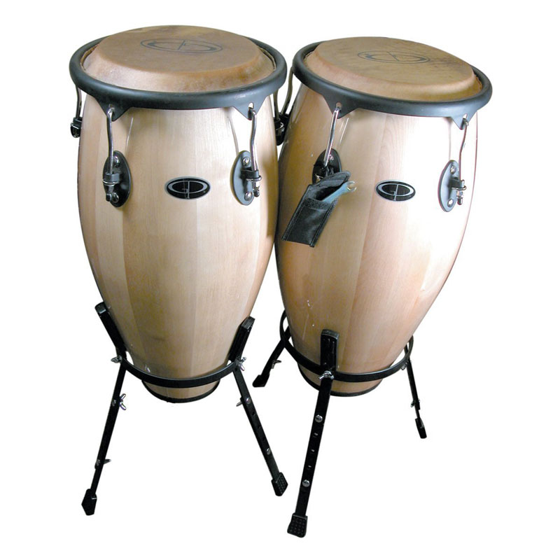 GP Percussion WDC31S Professional Tunable Maple Conga Drum Set Set 10 In And 11 In at