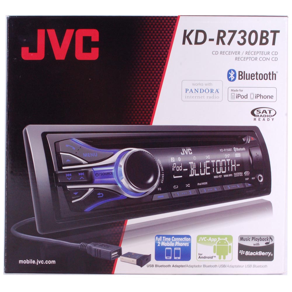 JVC KDR730BT Bluetooth Enabled CD/MP3 Receiver with Front Aux Input