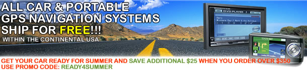 All car and portable GPS navigation system ship for free - Save up to 70% on top name brand car audio/stereo, CD/MP3 Players, Amplifiers, Subwoofers, Marine, iPod Accessories, Sirius, XM, HD Radio and more at Onlinecarstereo.com shop today and Save