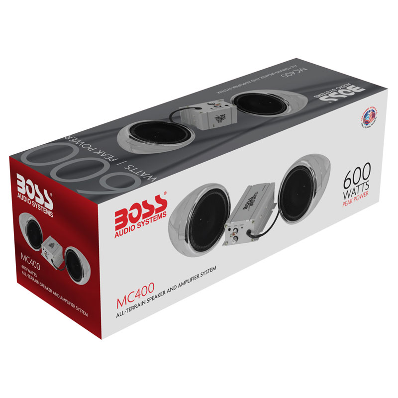 Boss Audio MC400 3" 600W Marine/Motorcycle/UTV Amplified Speaker System