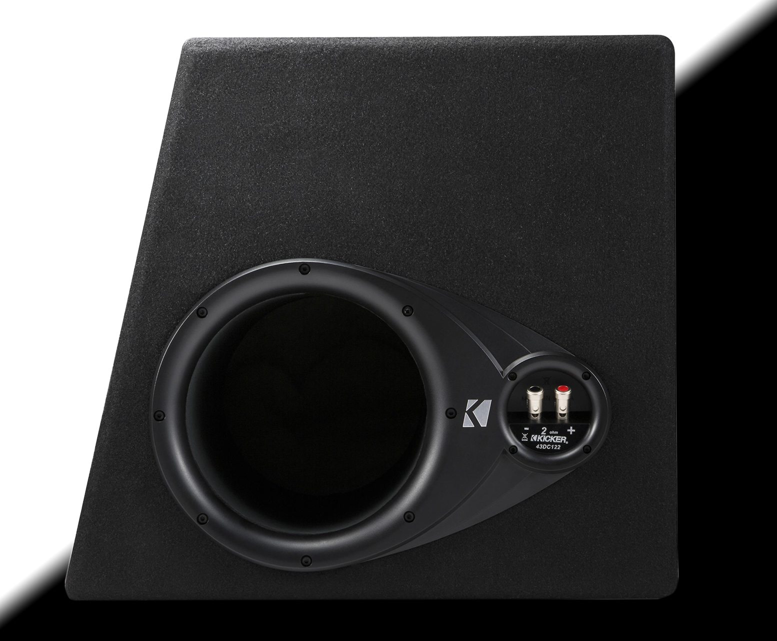 Kicker 43DC122 Ported enclosure with dual 12" Comp subwoofers. Sub