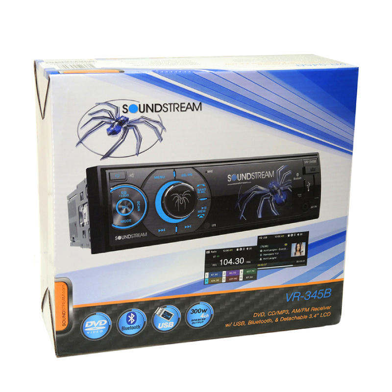 Soundstream VR-345B Single DIN DVD Receivers (With Screen)