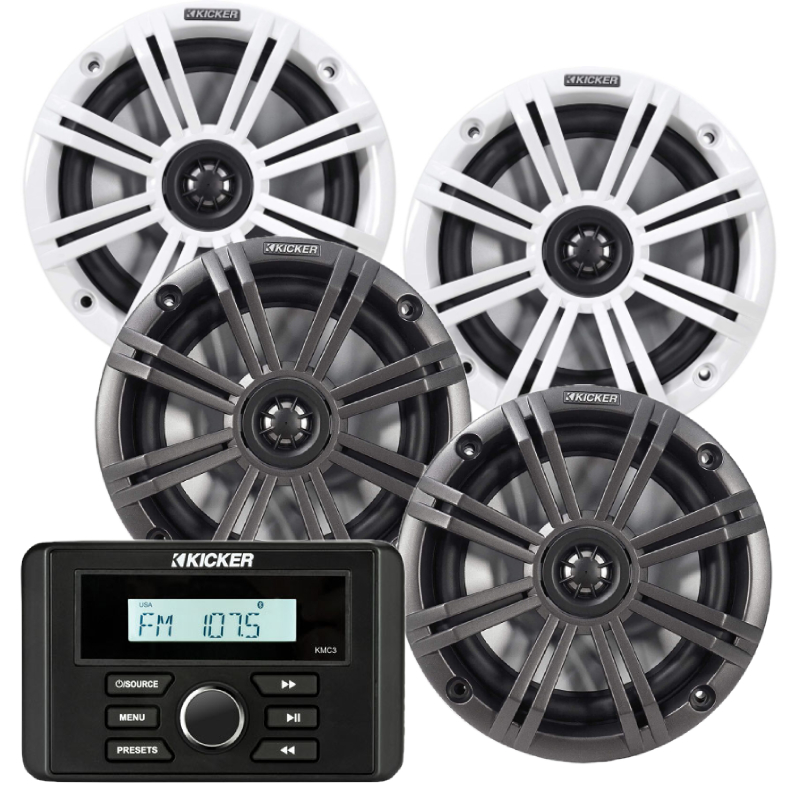 Kicker 46KMC3Bundle2 2DIN KMC Series Marine Media Center Receiver