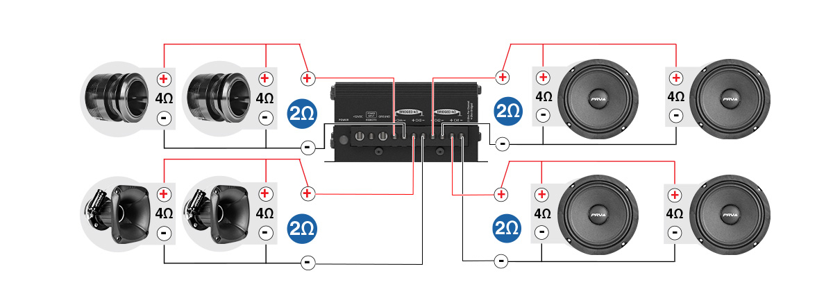 PRV Audio MDX800.4 Parallel Wiring Configuration