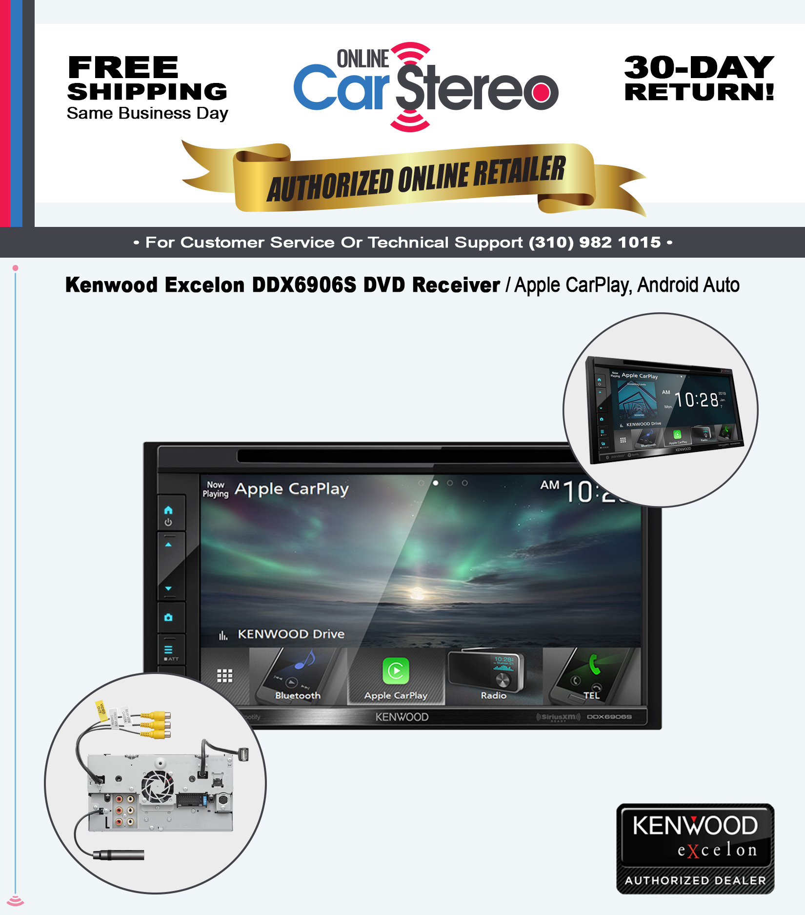 Kenwood Excelon DDX6906S DVD Receiver / Android Auto, Apple CarPlay 19048225740 eBay